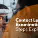Contact lens examination process showing eye measurement steps